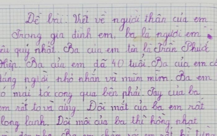 Bé gái lớp 2 làm bài văn tả người thân, đọc đến đâu người cha xúc động đến đó