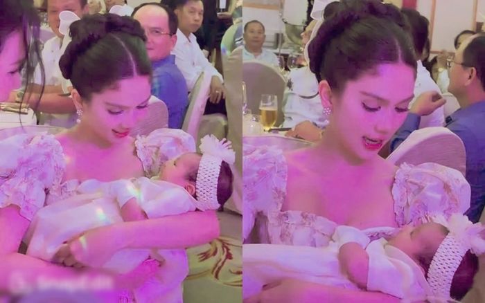 Xôn xao clip Ngọc Trinh làm 'mẹ bỉm'