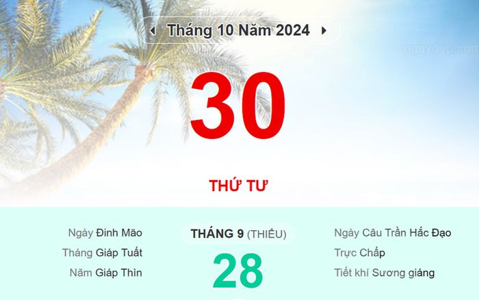 Lịch âm hôm nay (30/10/2024): Làm gì cũng ít gặp trở ngại