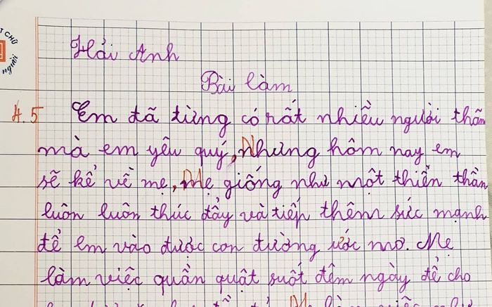 Bài văn 'kể về mẹ' của cậu bé lớp 3 đạt 9 điểm, cô giáo chỉ phê đúng một từ