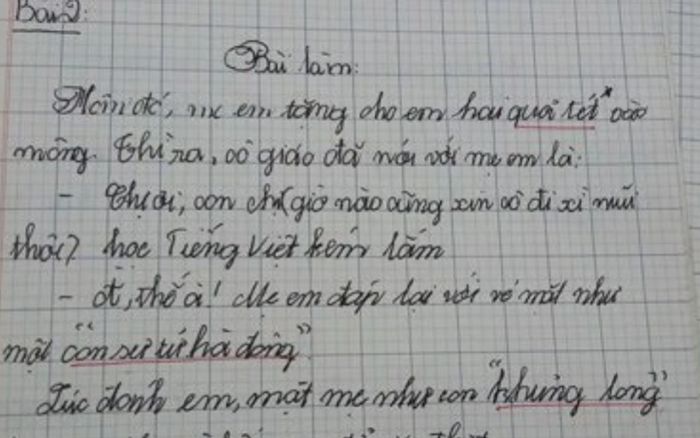 Học trò lớp 4 viết bài văn tả cảnh mẹ đánh đòn, nguyên nhân có liên quan đến cô giáo