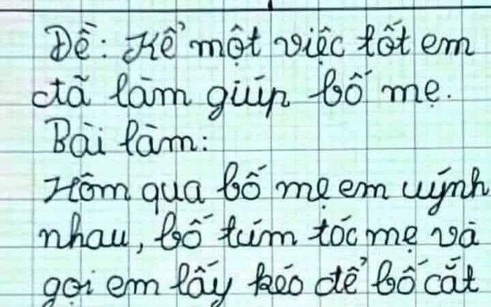 Bài văn 'kể về việc tốt giúp gia đình', em học sinh khiến bố mẹ muối mặt không kịp