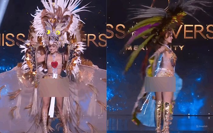 Đối thủ Kỳ Duyên lộ nội y, khoe vòng ba căng đầy ở bán kết Miss Universe
