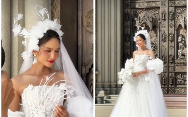 H'Hen Niê gây sốt với khoảnh khắc diện váy cưới