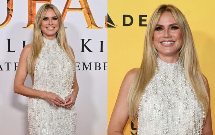 Heidi Klum quyến rũ với đầm đính 100.000 viên ngọc trai