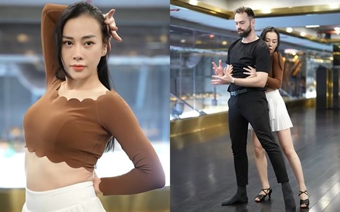 Phương Oanh lộ vòng eo quyến rũ, kết hợp với chàng trai nước ngoài