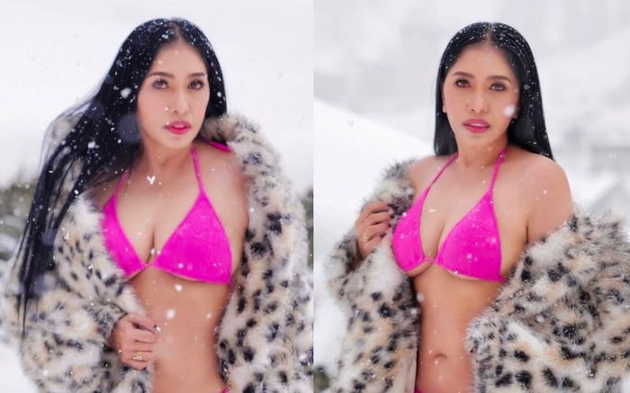 Người mẫu chụp giữa trời tuyết