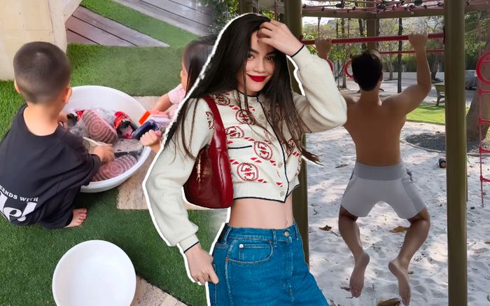 Gia đình Hồ Ngọc Hà quây quần trong ngày cuối tuần, cặp song sinh tháo vát việc nhà