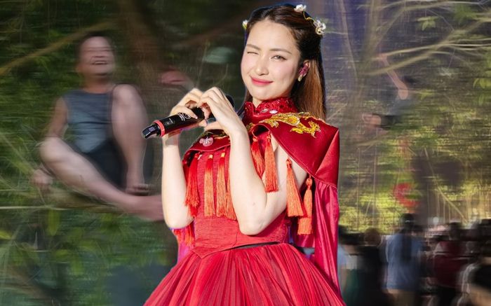 Cậu ruột Hòa Minzy trèo lên cây xem cháu gái hát tại quê nhà