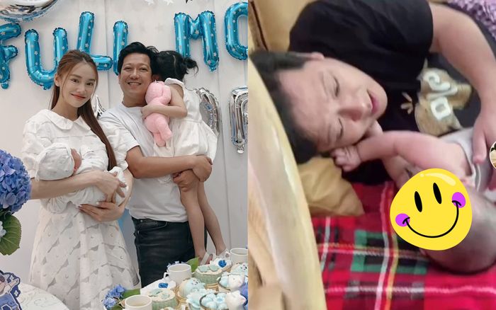 Hình ảnh hiếm hoi lộ rõ mặt của con trai của Nhã Phương- Trường Giang