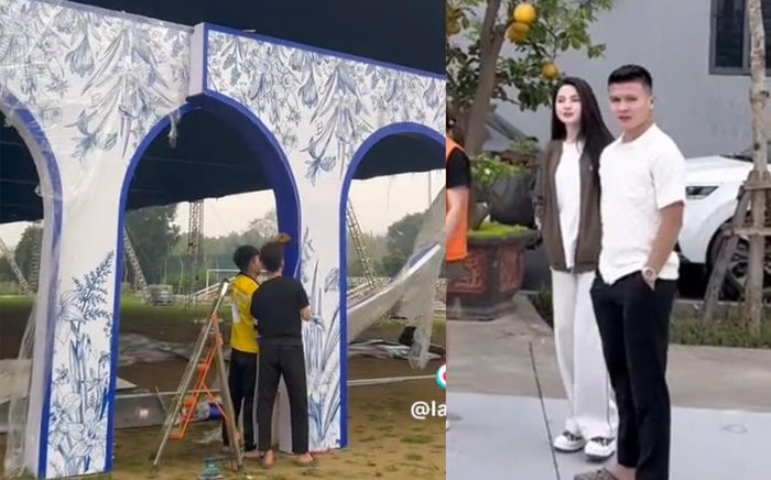 Hé lộ những hình ảnh đầu tiên bên trong lễ cưới Quang Hải và Chu Thanh Huyền