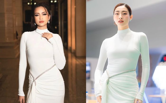 Ngọc Châu đụng độ Lương Thùy Linh trong cùng mẫu váy bó sát, nhan sắc ra sao?