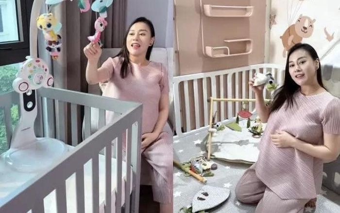 Phương Oanh khệ nệ bụng bầu chuẩn bị phòng riêng trăm triệu cho cặp song sinh