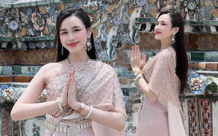 Hoa hậu Đỗ Thị Hà khoe visual ngọt lịm khi diện trang phục truyền thống Thái Lan