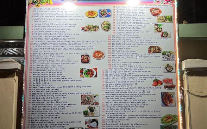 Thực đơn 169 món ăn của một nhà hàng ở Bình Định gây tranh cãi và sự thật