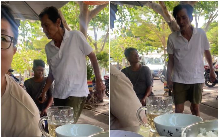 Thấy Thương Tín chống gậy đi không vững, người đàn ông liền có hành động này