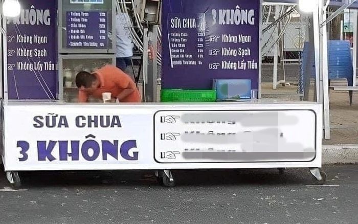 Hình ảnh về quầy bán sữa chua khiến dân tình ngơ ngác bởi tiêu chí '3 không'