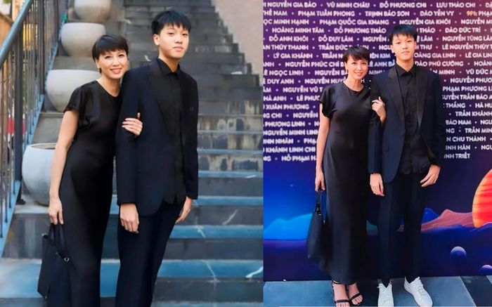 Mẹ vợ Đoàn Văn Hậu sáng bừng vóc dáng khi dự tiệc cùng con trai