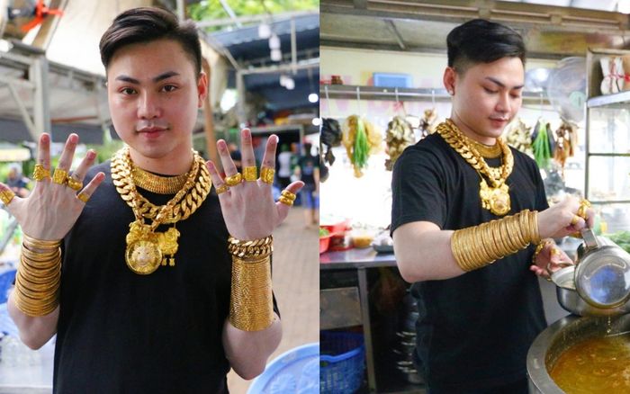 Chàng trai đeo 80 cây vàng khi bán lẩu bò, khách nườm nợp đến 'mục sở thị'