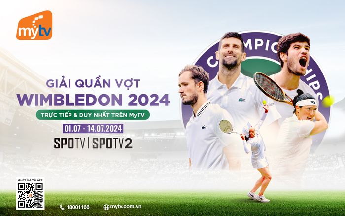 Xem trực tiếp giải quần vợt Wimbledon 2024 duy nhất trên MyTV