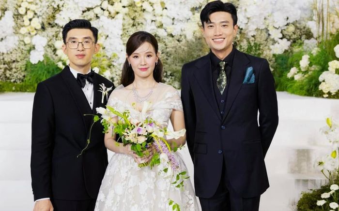 Quốc Trường điển trai, rạng rỡ đến chúc mừng đám cưới 'người yêu tin đồn'