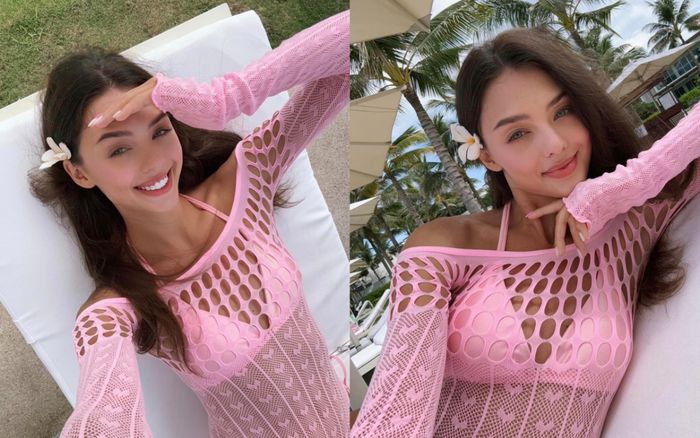 Vợ thủ môn Bùi Tiến Dũng khoe dáng nóng bỏng với bikini màu hồng