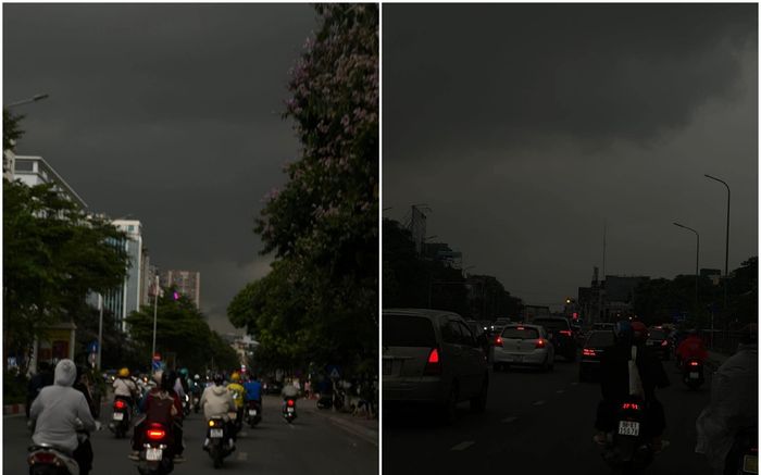 Bầu trời Hà Nội đen kịt, cảnh báo mưa dông lớn chiều nay