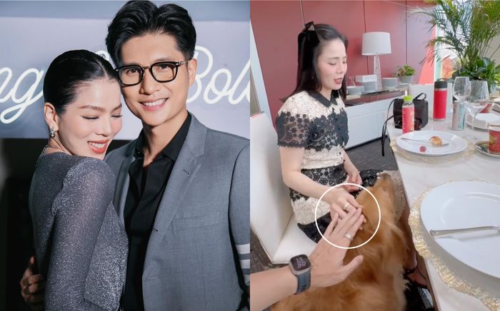 Lệ Quyên và Lâm Bảo Châu đeo nhẫn đôi