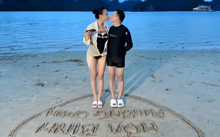 Phương Oanh hôn môi Shark Bình trong chuyến đi nghỉ kỷ niệm một năm 'thoát ế'