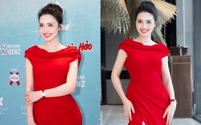 Nhan sắc rạng ngời của siêu mẫu Huỳnh Thanh Tuyền tại họp báo ra mắt chương trình Đảo Thiên Đường