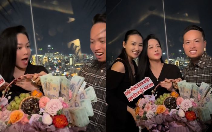 Nhật Kim Anh được tặng giỏ tiền, giá trị không nhỏ
