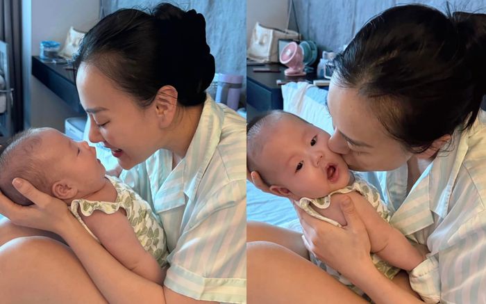 Phương Oanh mặc đồ bộ chăm con, tuyên bố 1 câu gây chú ý