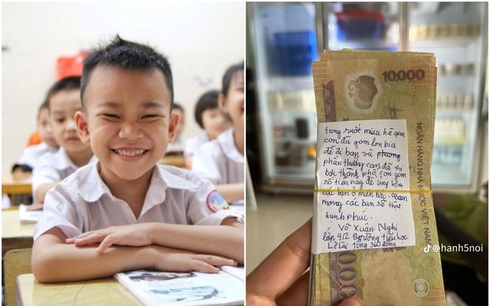 Cậu học trò lớp 4 nhặt lon bia cả mùa hè đem bán để ủng hộ vùng lũ, số tiền gây bất ngờ