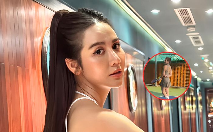 Huyền Lizzie mặc đồ ngắn cũn cỡn, khoe lưng táo bạo trên sân tập