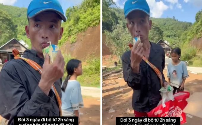 Người đàn ông vùng lũ đói 3 ngày, uống hộp sữa đến mức sặc khiến 1.3 triệu người xót xa