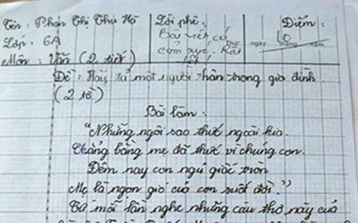Bài văn tả mẹ đạt 10 điểm, giáo viên xúc động đến từng câu chữ