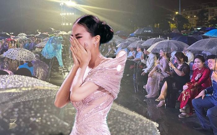 Thí sinh hoa hậu phải trình diễn áo tắm giữa thời tiết mưa trắng trời