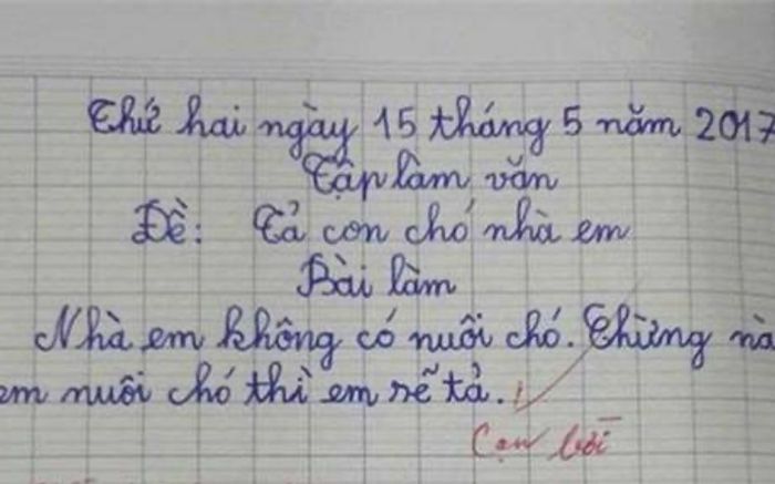 Bài văn tả 'con chó nhà em' khiến cô giáo cạn lời, phụ huynh phải suy ngẫm