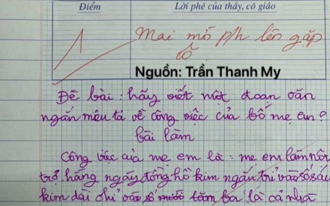 Bài văn 'tả công việc của bố mẹ' nhận điểm 1, dân tình phản đối sau khi đọc nội dung