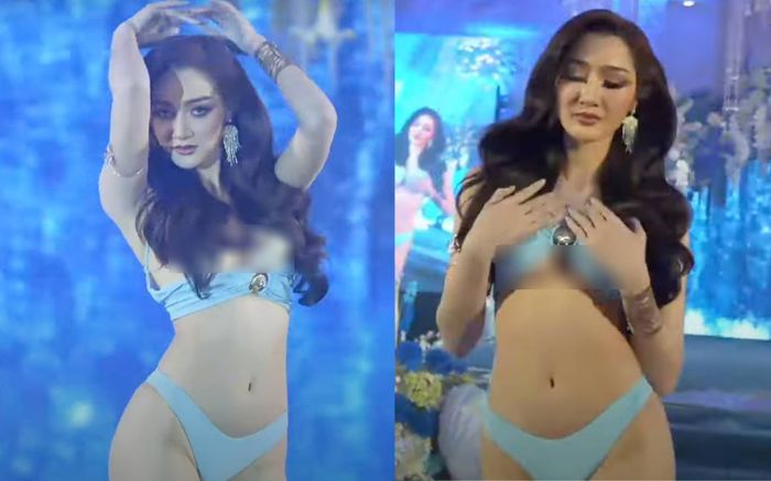 Thí sinh một cuộc thi Hoa hậu gặp sự cố tuột áo khi diễn bikini