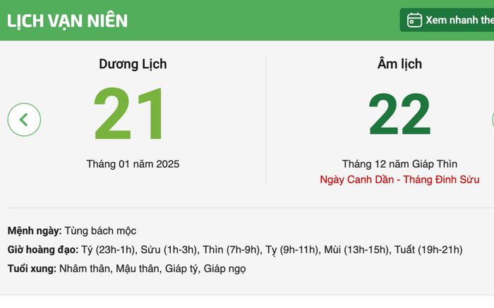 Lịch âm hôm nay 21/1/2025: Ngày xấu, tránh thực hiện việc quan trọng