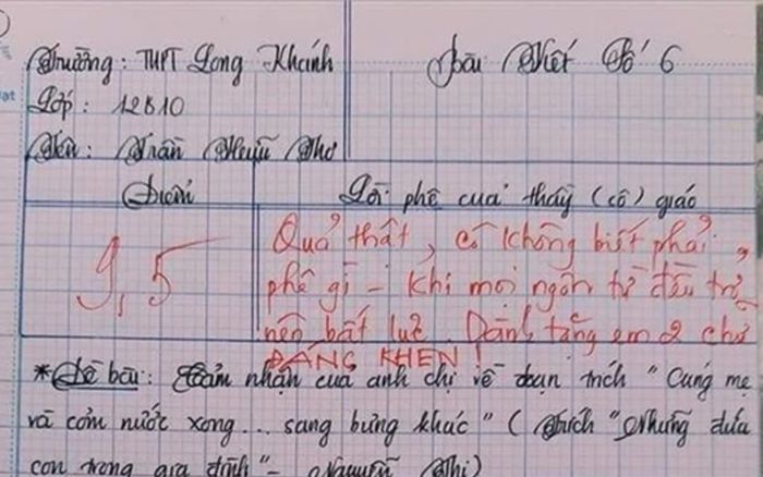 Bài văn dài 18 mặt giấy đạt 9.5 điểm khiến cô giáo thừa nhận 'không biết phê gì'