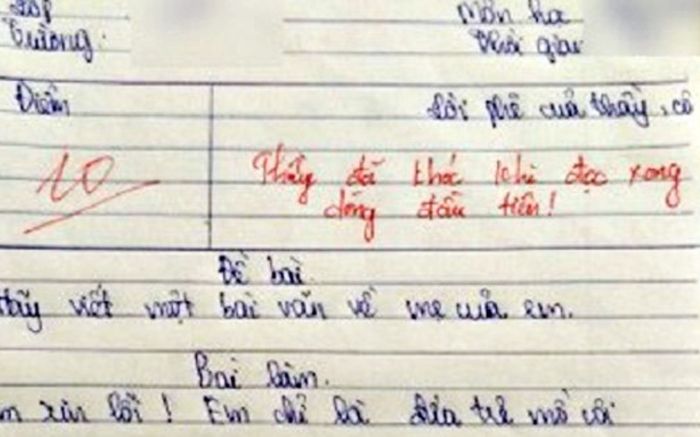 Bài văn về mẹ khiến thầy giáo oà khóc và không ngại ngần chấm 10 điểm
