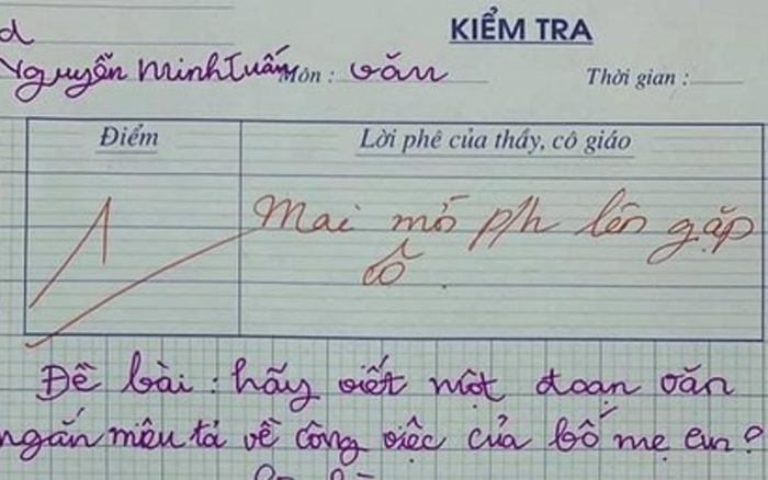 Bài văn 'tả công việc của bố mẹ' bị chấm 1 điểm, dân tình phản đối giáo viên gay gắt