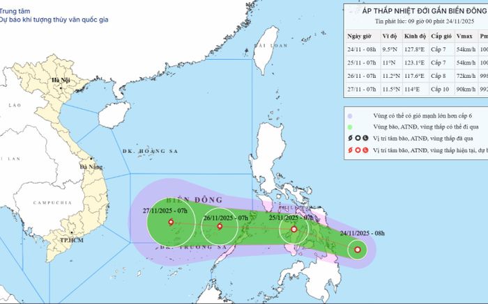 Diễn biến áp thấp nhiệt đới tiến vào Biển Đông, dự báo mạnh lên thành bão