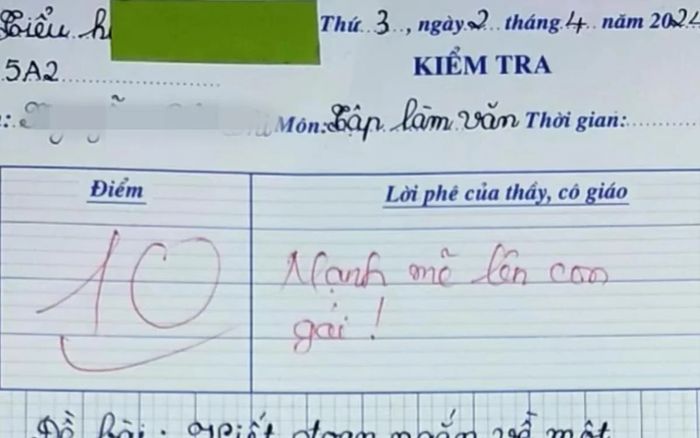Bài văn 'mẹ đi lấy chồng' đạt điểm 10, cô giáo nghẹn ngào khi đọc nội dung