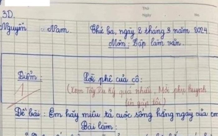 Bài văn tả cuộc sống như phim Tây Du Ký, cô giáo giận tím mặt khi biết học trò nhắc đến mình