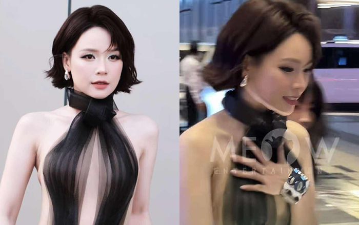 'Mẹ bỉm 2 con' Sam mặc áo mỏng tang hở bạo, phải lấy tay che chắn sợ hớ hênh ở đám đông