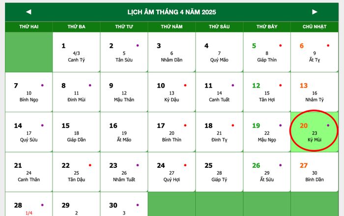 Lịch âm hôm nay 20/4/2025: Ngày đẹp để động thổ, xây nhà