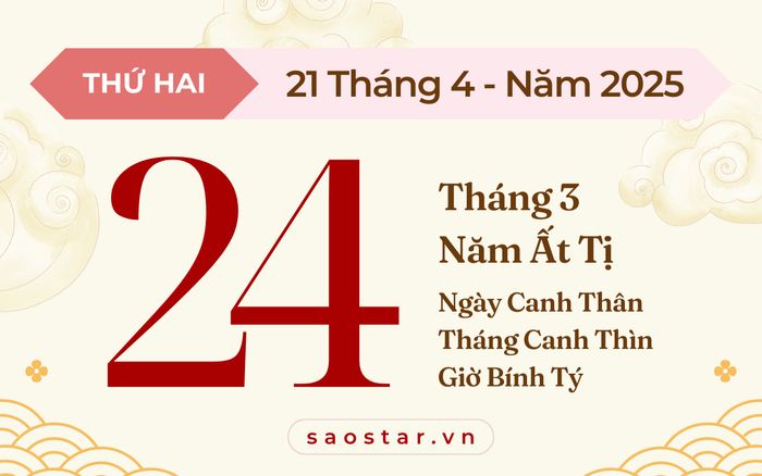 Lịch âm 21/04/2025: Ngày đẹp để bắt đầu việc lớn, thu hút tài lộc